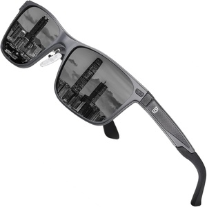image:imageDUCO Polarized Sunglasses for Men Lightweight Carbon Fiber UV400 Protection Square Sun Glasses 8207Gunmetal Frame Grey Lens