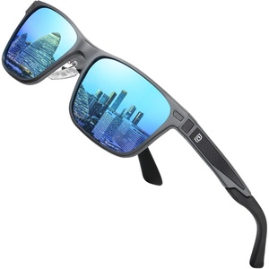 image:imageDUCO Polarized Sunglasses for Men Lightweight Carbon Fiber UV400 Protection Square Sun Glasses 8207Gunmetal Frame Revo Blue Lens