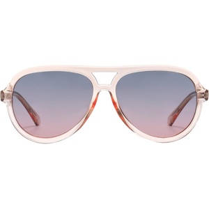 image:imageDUCO Retro Aviator Polarized Sunglasses Women Men Vintage Double Bridge Sun Glasses Classic Shades DC1208Transparent Brown Frame Green Brown Lens