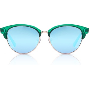 image:imageDUCO Retro Polarized Sunglasses for Women Semi Rimless Sun Glasses for Small Face Vintage Half Frame Shades 1221Green Frame Blue Lens
