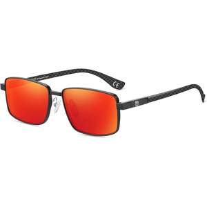 image:imageDUCO Retro Rectangular Polarized Sunglasses for Men Trendy Carbon Fiber ShadesBlack Frame Red Lens