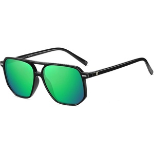 image:imageDUCO Retro Vintage Square Polarized Aviator Sunglasses Womens Mens Double Bridge Sun Glasses DC3001Black Frame Revo Green Lens