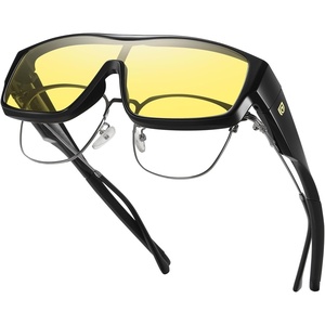 image:imageDUCO Sports Polarized Fit Over Sunglasses for Men Women Wrap Around Wear Over Glasses for Cycling FishingB Black Frame Night Vision Lens