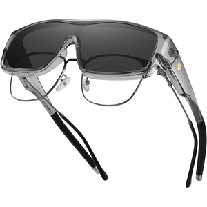 image:imageDUCO Sports Polarized Fit Over Sunglasses for Men Women Wrap Around Wear Over Glasses for Cycling FishingB Transparent Gray Frame Gray Lens