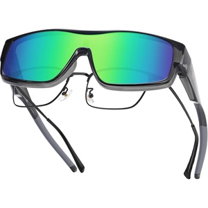 image:imageDUCO Sports Polarized Fit Over Sunglasses for Men Women Wrap Around Wear Over Glasses for Cycling FishingTransparent Gray Frame Revo Green Lens