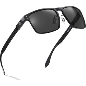image:imageDUCO Sunglasses men Polarized Retro Square Sunglasses for men UV Protection Sports Sun Glasses for Golfing Running 8208Black Frame Grey Lens