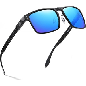 image:imageDUCO Sunglasses men Polarized Retro Square Sunglasses for men UV Protection Sports Sun Glasses for Golfing Running 8208Black Frame Revo Blue Lens