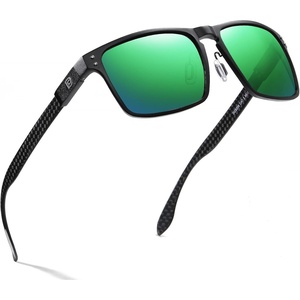 image:imageDUCO Sunglasses men Polarized Retro Square Sunglasses for men UV Protection Sports Sun Glasses for Golfing Running 8208Black Frame Revo Green Lens