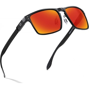 image:imageDUCO Sunglasses men Polarized Retro Square Sunglasses for men UV Protection Sports Sun Glasses for Golfing Running 8208Black Frame Revo Red Lens