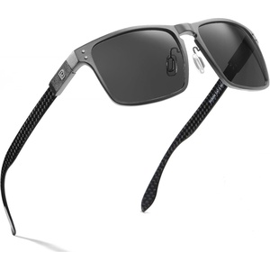 image:imageDUCO Sunglasses men Polarized Retro Square Sunglasses for men UV Protection Sports Sun Glasses for Golfing Running 8208Gunmetal Frame Grey Lens
