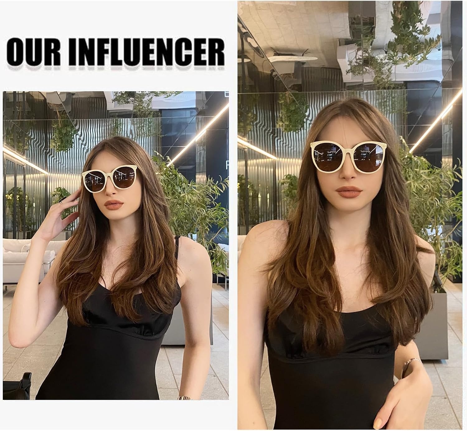 image:imageDUCO Oversized Polarized Sunglasses Womens Trendy Mirrored Shades Retro Round Vintage Light Weight UV400 Sun Glasses W016 34Beige Frame Brown Lens