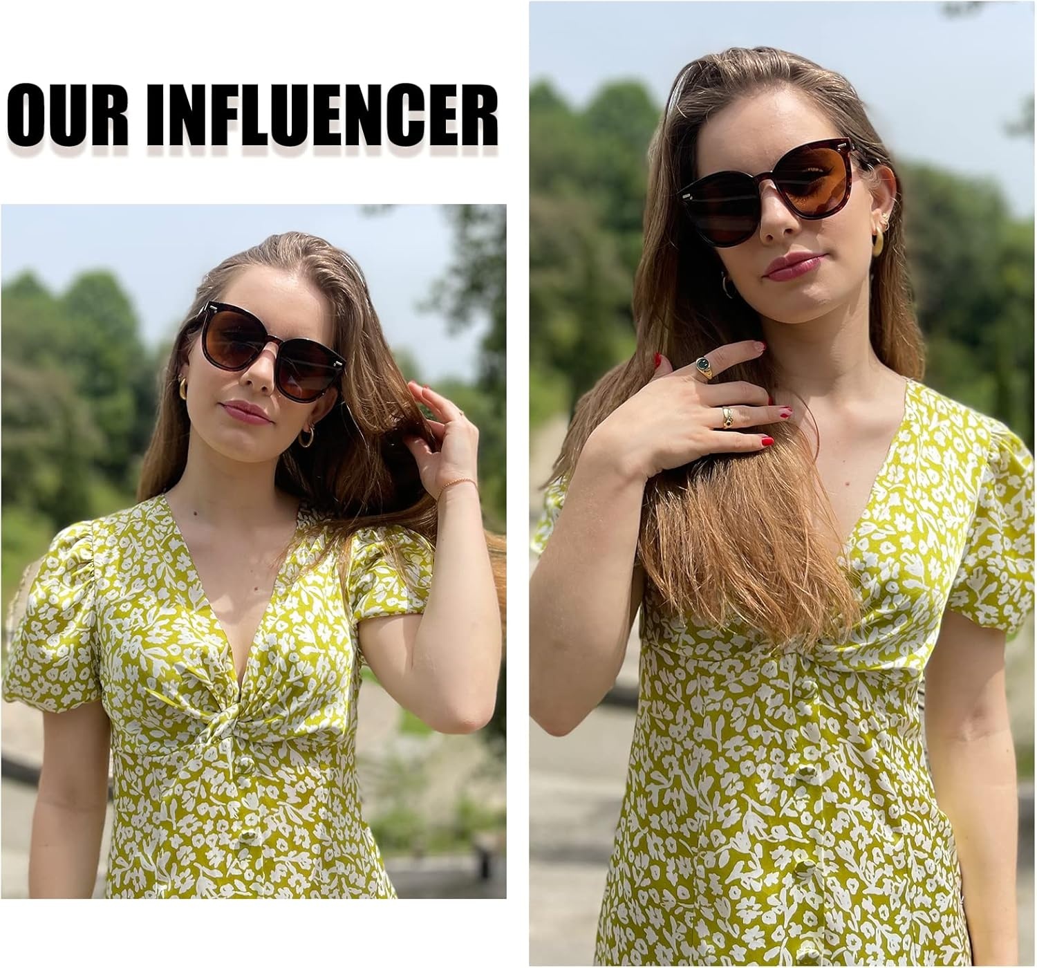 image:imageDUCO Retro Round Polarized Sunglasses for Women Men Oversized Vintage Shades W017 L Size Tortoise Brown Frame Brown Lens