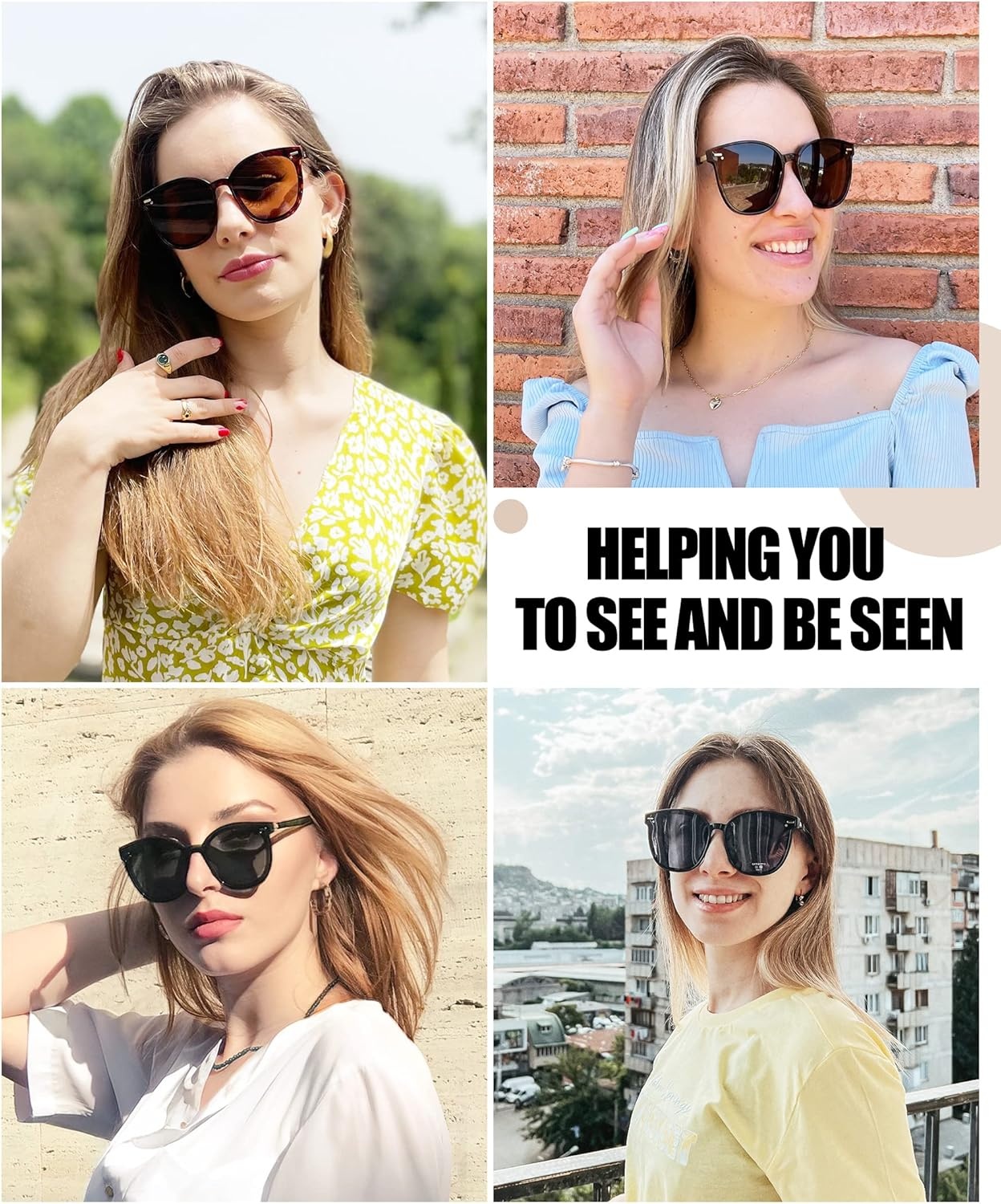 image:imageDUCO Retro Round Polarized Sunglasses for Women Men Oversized Vintage Shades W017 L Size Tortoise Brown Frame Grey Lens