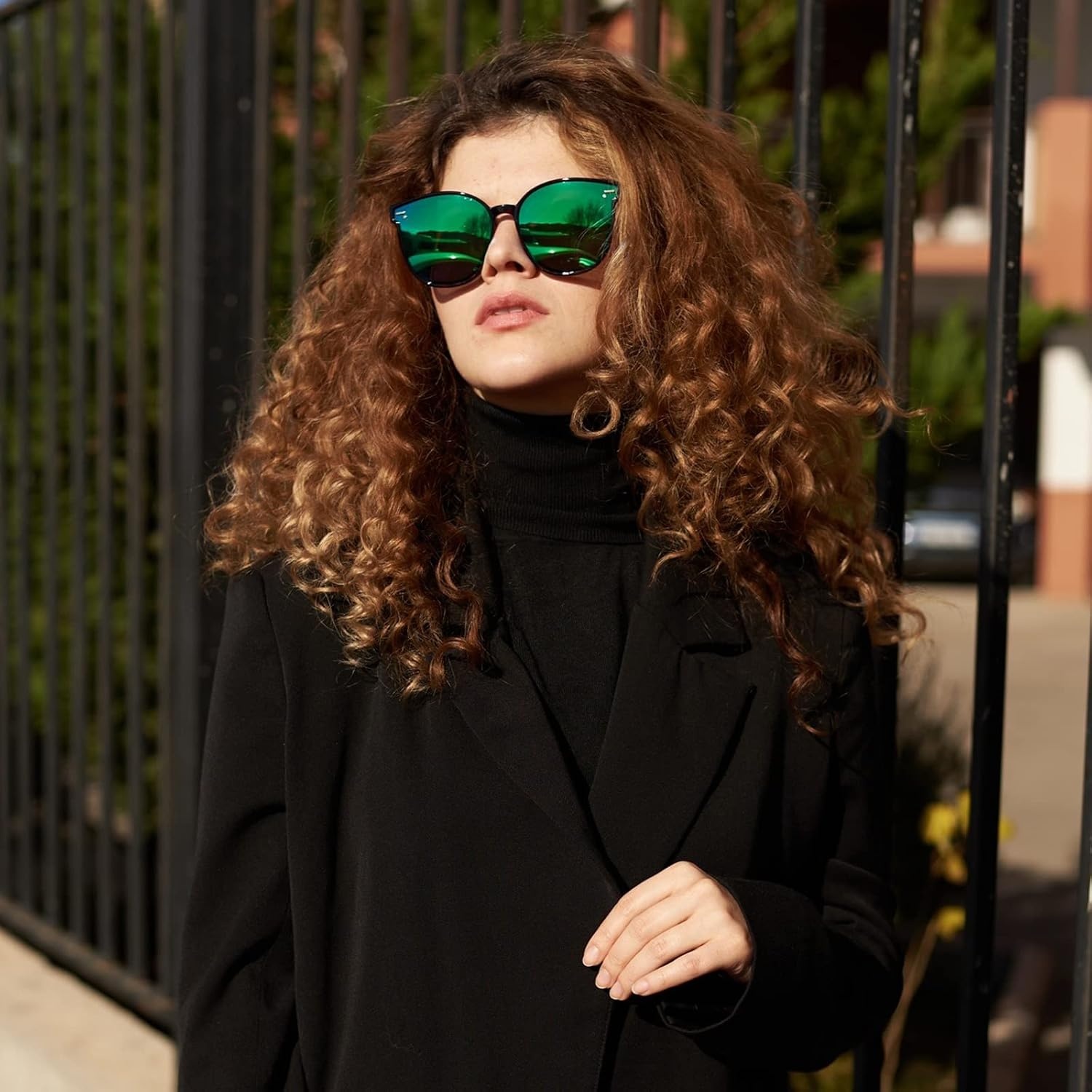 image:imageDUCO Retro Round Polarized Sunglasses for Women Men Oversized Vintage Shades W017 L Size Tortoise Brown Frame Revo Green Lens
