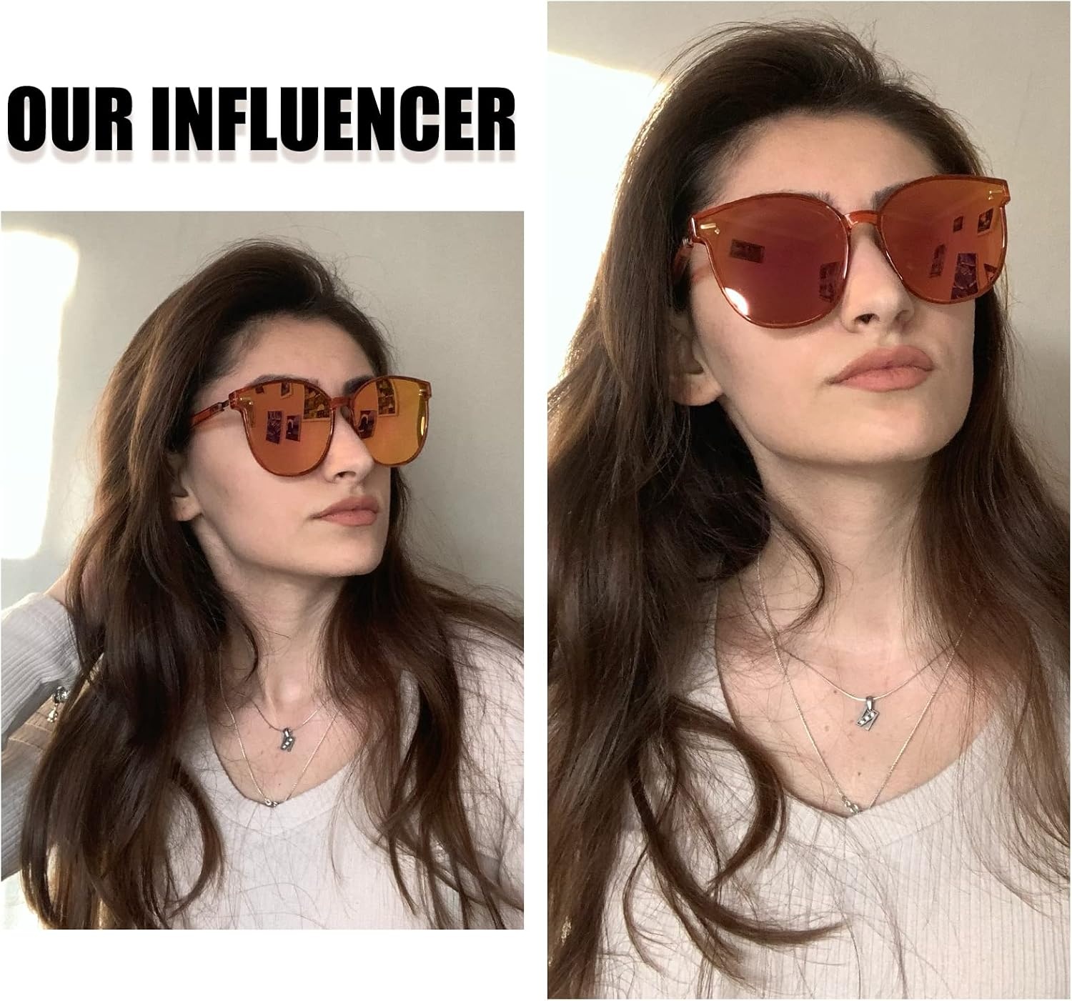 image:imageDUCO Retro Round Polarized Sunglasses for Women Men Oversized Vintage Shades W017 L Size Transparent Frame Brown Lens