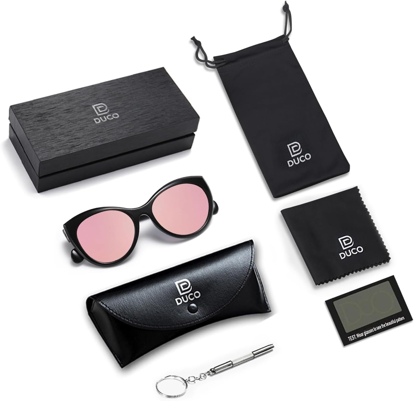 image:imageDUCO Vintage Cat Eye Sunglasses for Women Trendy Polarized Sun Glasses Oversized Designer Shades 2350