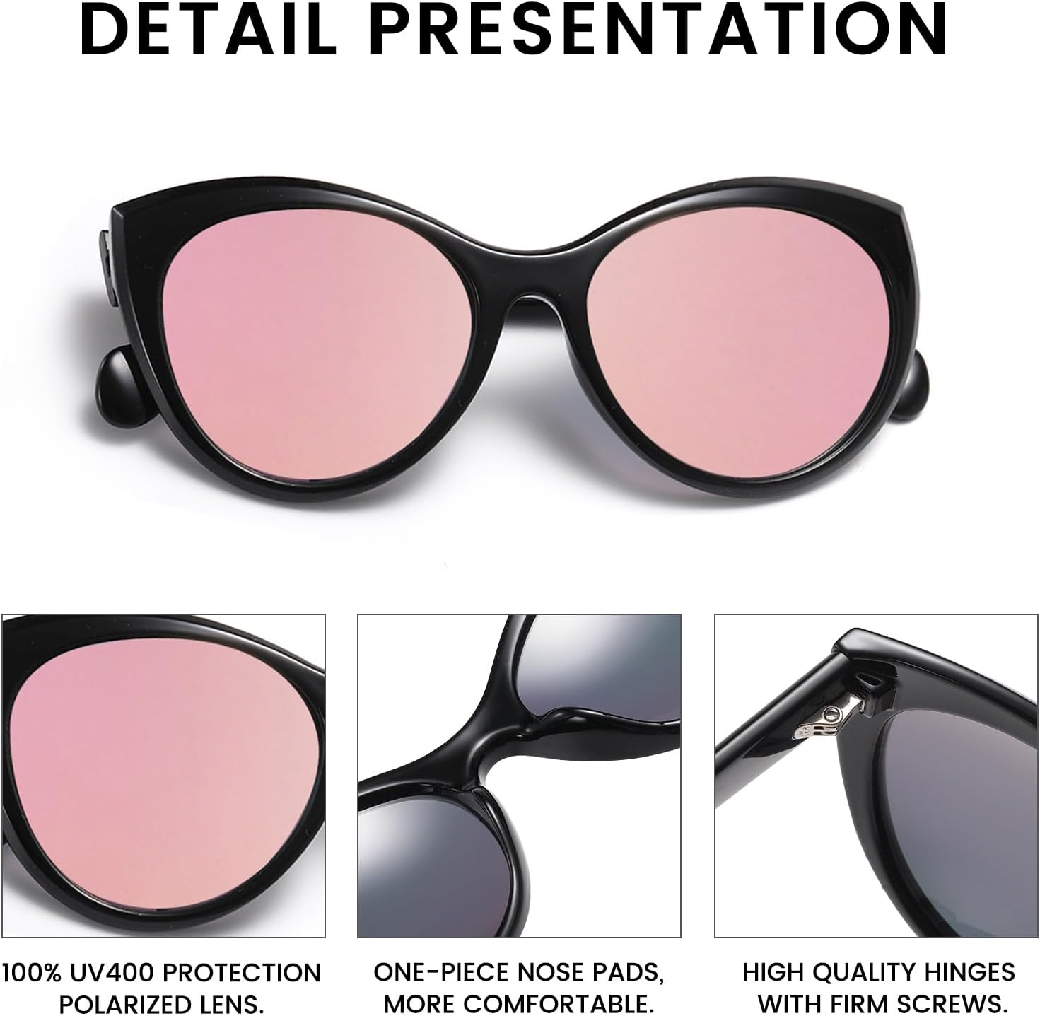 image:imageDUCO Vintage Cat Eye Sunglasses for Women Trendy Polarized Sun Glasses Oversized Designer Shades 2350