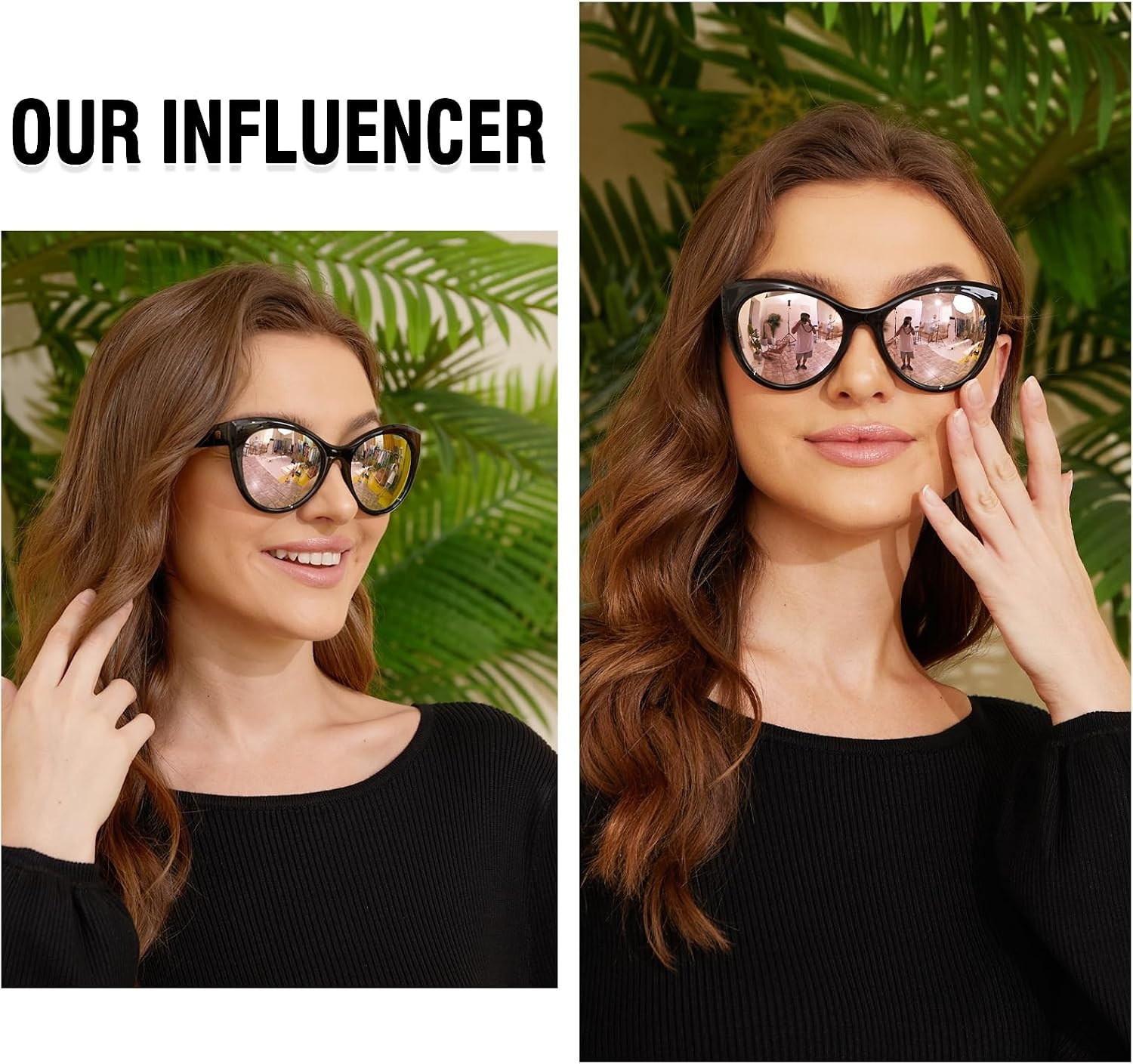 image:imageDUCO Vintage Cat Eye Sunglasses for Women Trendy Polarized Sun Glasses Oversized Designer Shades 2350