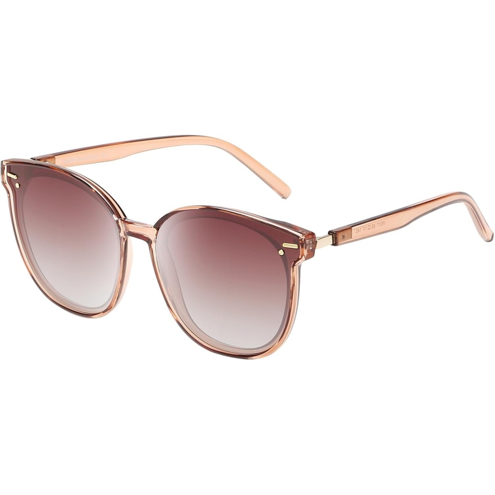 image:imageDUCO Retro Round Polarized Sunglasses for Women Men Oversized Vintage Shades W017 L Size Transparent Frame Brown Lens