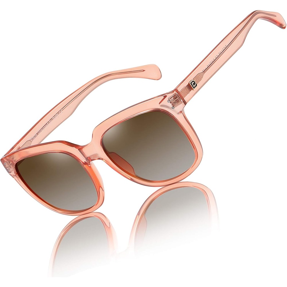 image:imageDUCO Retro Vintage Oversized Square Sunglasses for Women Big Luxury Womens Sun Glasses UV Protection DC2148Transparent Orange