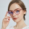 image:imageDUCO Blue Light Blocking Glasses Computer Gaming Glasses Women Men Blue Light Blocker Eyeglasses Square Frame Anti Eye Eyestrain Pink 5201S