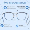 image:imageDUCO Blue Light Blocking Glasses For Men Blue Ray Glasses Oversized Computer Glasses Retro Square Fashion Eyeglasses 5223Transparent Blue