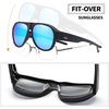 image:imageDUCO Fit Over Sunglasses for Men Women Wear Over Glasses Retro Wrap Around Polarized Sun Glasses UV400 Protection Blue