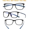 image:imageDUCO Luxury Carbon Fiber Temple Eyewear Blue Light Blocking Glasses for Men and Women Glasses for Computer Eye Strain 5221 Black Frame Blue Temple
