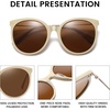 image:imageDUCO Oversized Polarized Sunglasses Womens Trendy Mirrored Shades Retro Round Vintage Light Weight UV400 Sun Glasses W016 34Beige Frame Brown Lens