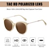 image:imageDUCO Oversized Polarized Sunglasses Womens Trendy Mirrored Shades Retro Round Vintage Light Weight UV400 Sun Glasses W016 34Beige Frame Brown Lens