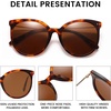 image:imageDUCO Polarized Oversized Sunglasses for Women Trendy Mirrored Shades Round Light Weight UV400 Sun Glasses DC2340Tortoise Frame Brown Lens