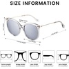 image:imageDUCO Polarized Oversized Sunglasses for Women Trendy Mirrored Shades Round Light Weight UV400 Sun Glasses DC2340Transparent Grey Frame Silver Mirror