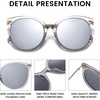 image:imageDUCO Polarized Oversized Sunglasses for Women Trendy Mirrored Shades Round Light Weight UV400 Sun Glasses DC2340Transparent Grey Frame Silver Mirror