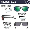 image:imageDUCO Polarized Square Sunglasses UV400 Protection amp HD for Unisex 6288A03 Transparent Gray Frame Purple Green Lens