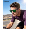 image:imageDUCO Polarized Square Sunglasses UV400 Protection amp HD for Unisex 6288A03 Transparent Gray Frame Purple Green Lens
