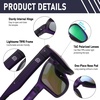 image:imageDUCO Polarized Square Sunglasses UV400 Protection amp HD for Unisex 6288A07 Matte Purple Frame Revo Green Lens