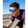 image:imageDUCO Polarized Square Sunglasses UV400 Protection amp HD for Unisex 6288A08 Tea Stripe Frame Revo Blue Lens