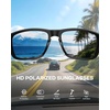 image:imageDUCO Polarized Square Sunglasses UV400 Protection amp HD for Unisex 6288A11 Matte Black Frame Gray Temple Revo Red Lens