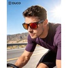 image:imageDUCO Polarized Square Sunglasses UV400 Protection amp HD for Unisex 6288A11 Matte Black Frame Gray Temple Revo Red Lens
