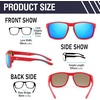 image:imageDUCO Polarized Square Sunglasses UV400 Protection amp HD for Unisex 6288A15 Red Frame Revo Blue Lens
