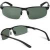 image:imageDUCO Polarized Sunglasses for Men Vintage Aluminum Frame Retro Sports Sun Glasses Driving Shades 100 UV Protection 8207 Black Frame Green Lens