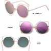 image:imageDUCO Retro Round Cat Eye Sunglasses for Women Metal Frame Polarized Sun Glasses UV400 Protection W002