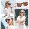 image:imageDUCO Retro Round Polarized Sunglasses for Women Men Oversized Vintage Shades W017 L Size Tortoise Brown Frame Brown Lens