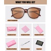 image:imageDUCO Retro Round Polarized Sunglasses for Women Men Oversized Vintage Shades W017 L Size Tortoise Brown Frame Brown Lens