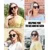 image:imageDUCO Retro Round Polarized Sunglasses for Women Men Oversized Vintage Shades W017 L Size Tortoise Brown Frame Grey Lens