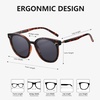 image:imageDUCO Retro Round Polarized Sunglasses for Women Men Oversized Vintage Shades W017 L Size Tortoise Brown Frame Grey Lens
