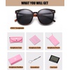 image:imageDUCO Retro Round Polarized Sunglasses for Women Men Oversized Vintage Shades W017 L Size Tortoise Brown Frame Grey Lens