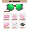 image:imageDUCO Retro Round Polarized Sunglasses for Women Men Oversized Vintage Shades W017 L Size Tortoise Brown Frame Revo Green Lens