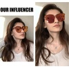 image:imageDUCO Retro Round Polarized Sunglasses for Women Men Oversized Vintage Shades W017 L Size Transparent Frame Brown Lens