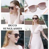 image:imageDUCO Retro Round Polarized Sunglasses for Women Men Oversized Vintage Shades W017 L Size Transparent Frame Brown Lens